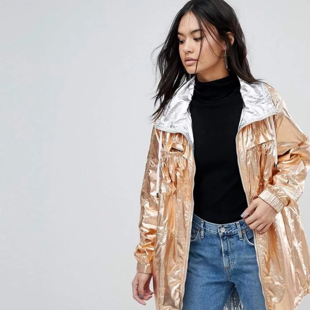 BLANK NYC metallic rain coat